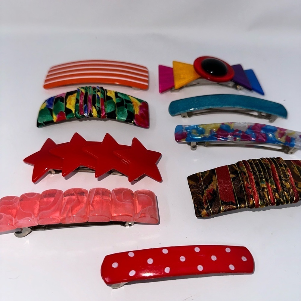 Set of 9 Colorful and cute Vintage Hair barrettes